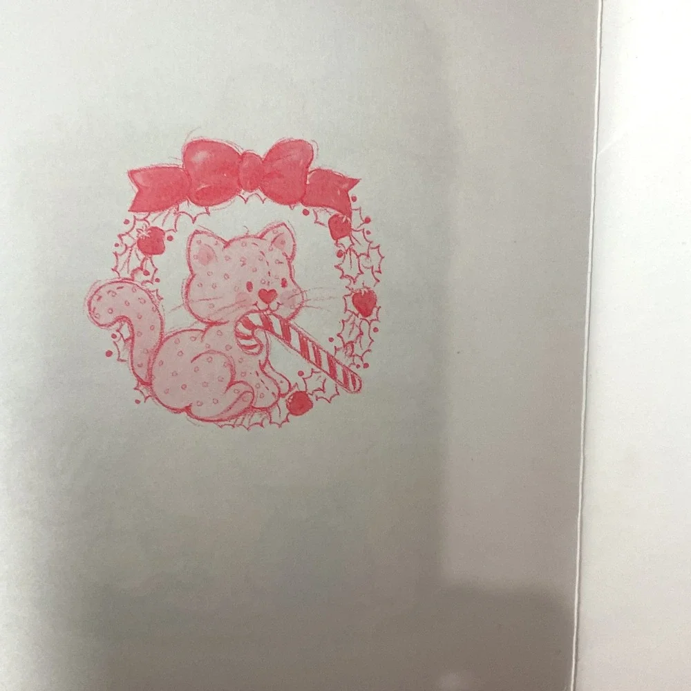 Strawberry Shortcake 1981 Happy Holidays Christmas Greeting Card Fireplace OS